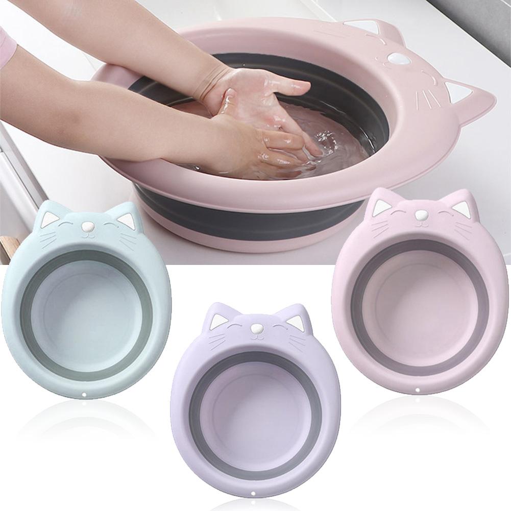 Cartoon Cat Portable Baby Face Basin Kids Plastic Thicken Washbasin