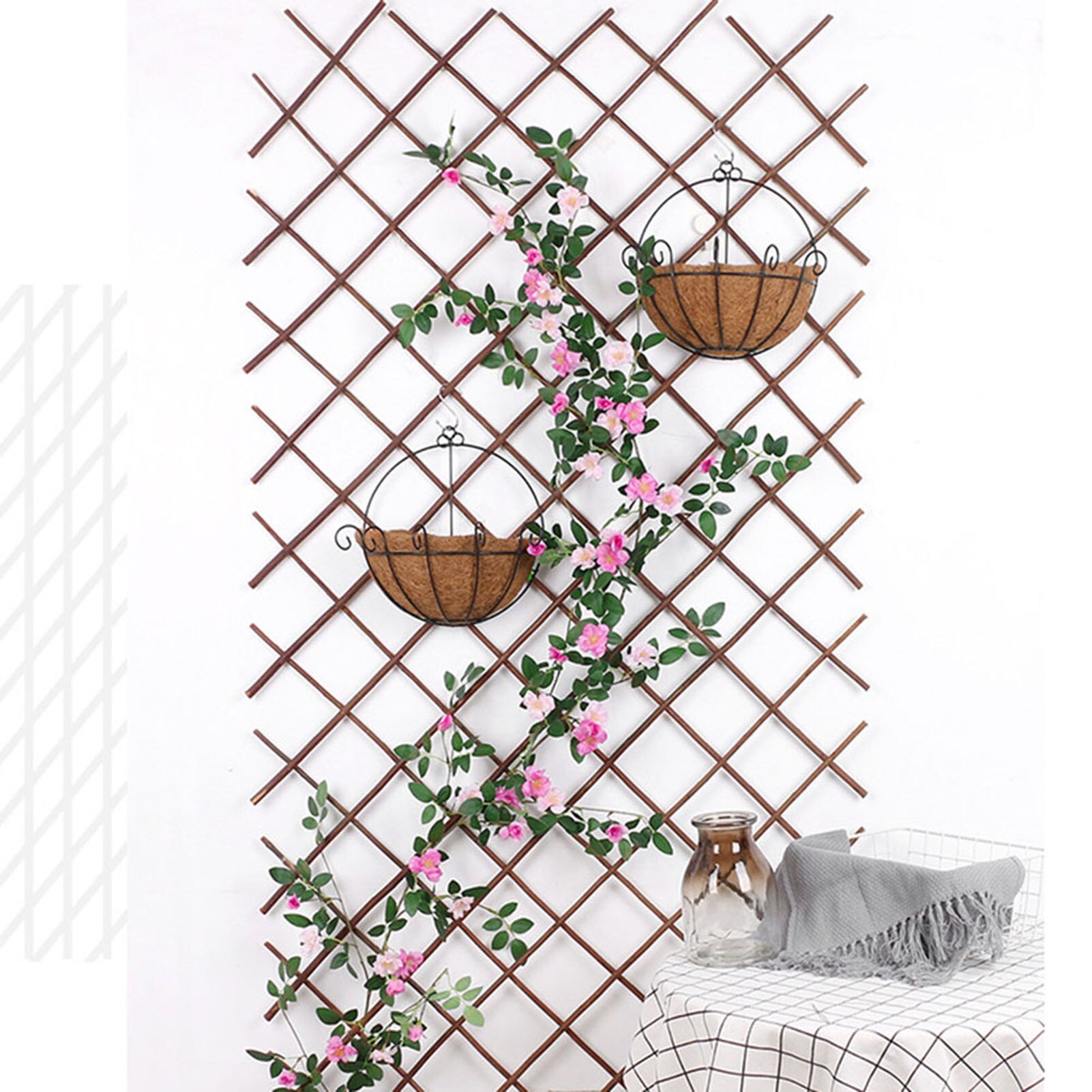 Solid Wooden Hedge Garden Decoration Screening Expanding Trellis Privacy Screen Flexible Solid Wood Outdoor Garden Fence