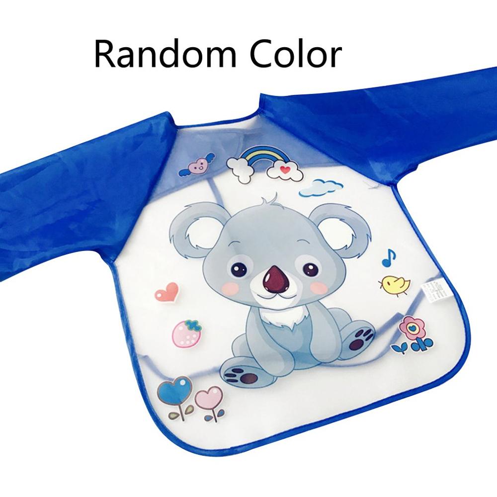 Roupa infantil bebê pinturas avental babadores jardim de infância comer descartável longo-mangas compridas impermeável babador botão traseiro: Default Title