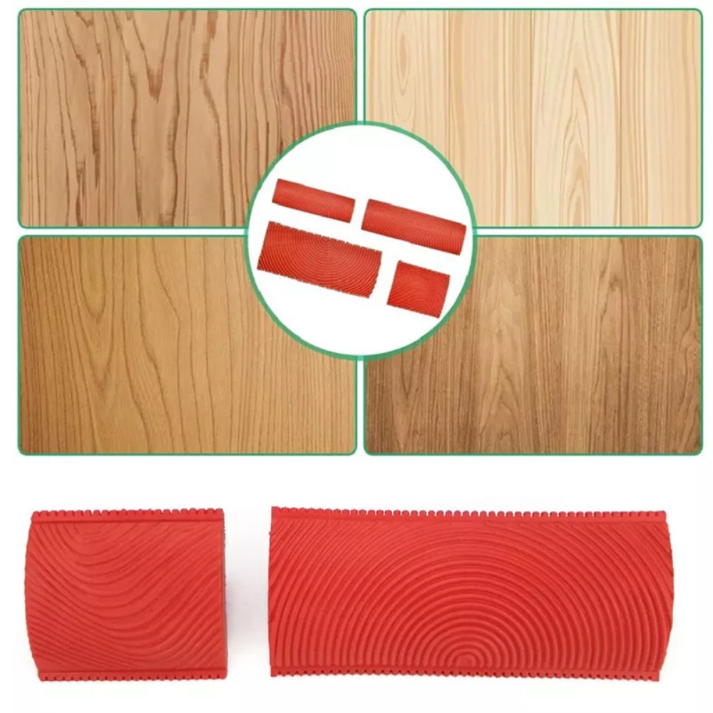Rubber Wood Grain Paint Roller Imitation Wood Grain Pattern Paint Brush Home Decor Art Embossing DIY Wall Painting Tool