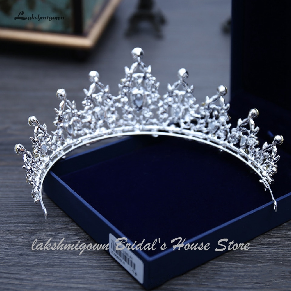Lakshmigown rhinestone bröllop krona silverfestival tiara kronor brud pannband bröllop hår tillbehör