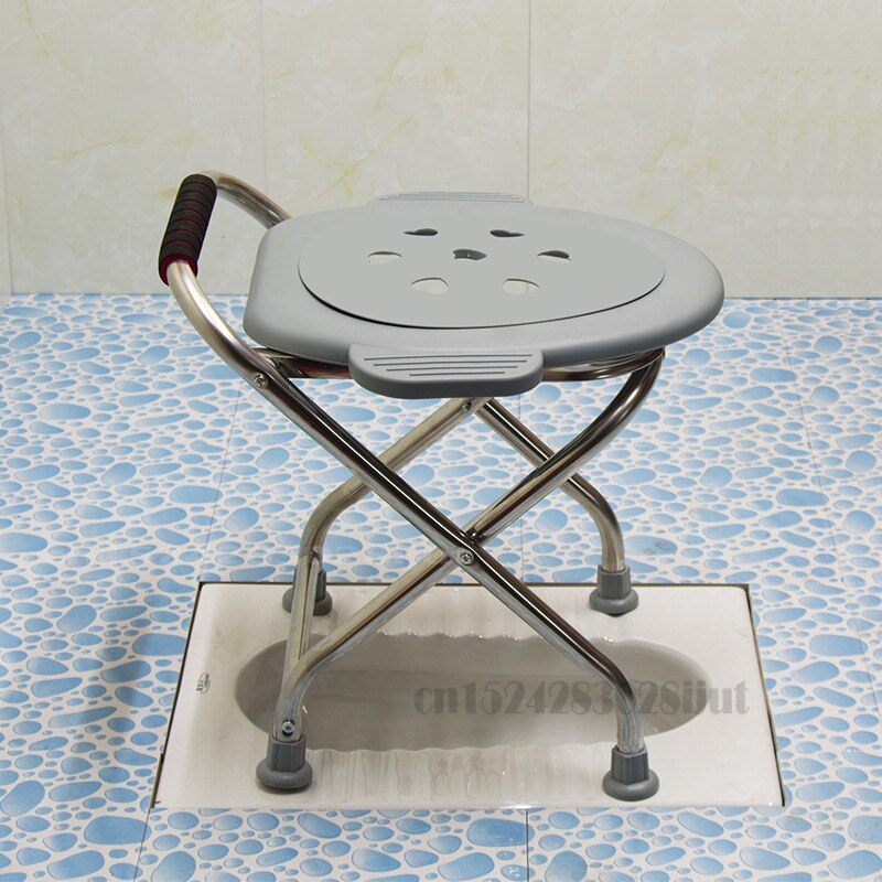 Folding Toilet Chair Household Bathing Chair for The Elderly Mobile Thickened Toilet Chairs Bearing 100kg