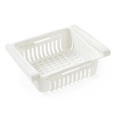 Koelkast Rresh Pull-Out Organizer Intrekbare Keuken Organiseren Opbergdoos Groente En Ei Opslagmand: WIT