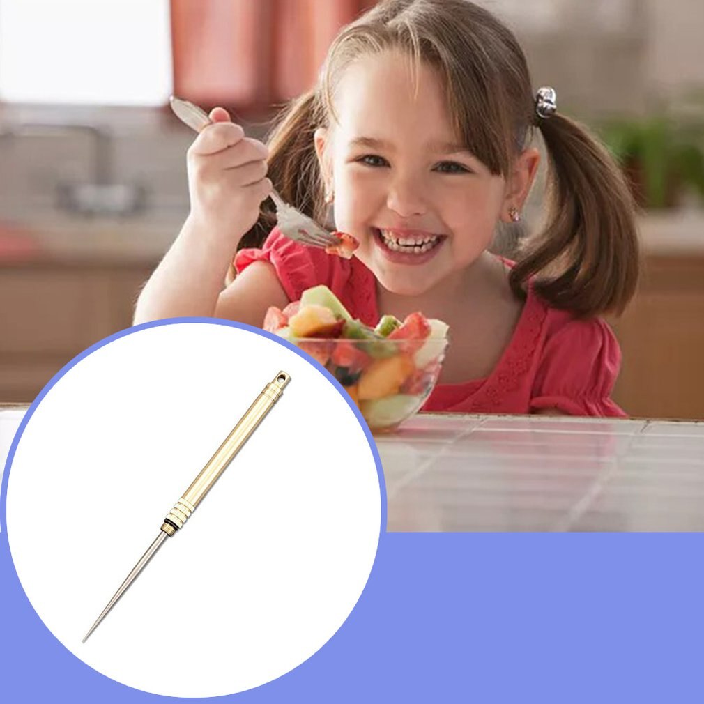 Draagbare Titanium Legering Tandenstoker Messing Tandenstoker Metalen Tandenstoker Eenvoudige Fruit Pick Voor Outdoor Picknick En Kamperen Supply