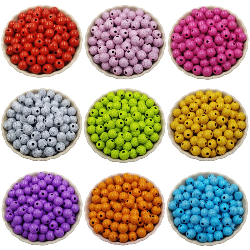 100pcs Finding Beads Handmade Material 8mm DIY Cracks Loose Bead Jewelry Accessories Multicolor