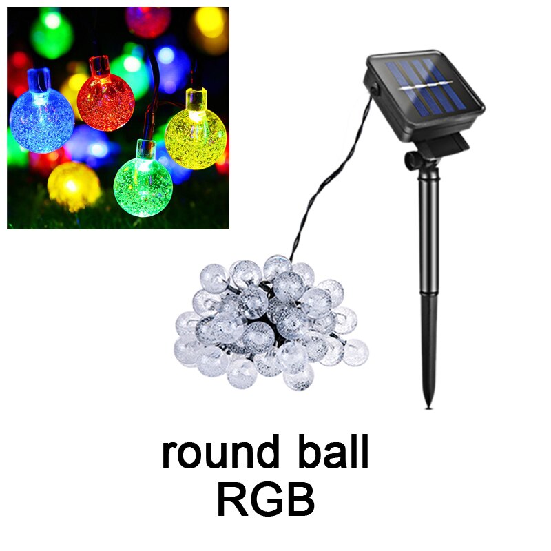 Udendørs solar havelys led plænelampe led string fe lys havelandskab belysning bryllupsfest juleindretning: Kugle rgb / 7m 50 lysdioder