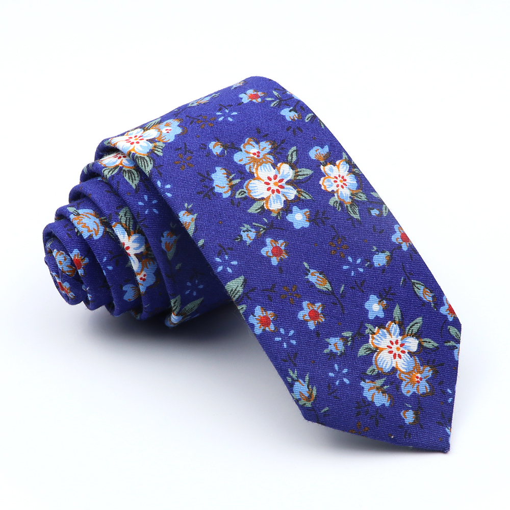 Cotton Floral Tie For Men Women Skinny Print Necktie For Wedding Casual Man's Neckties Classic Suits Flower Cravat: Milky White