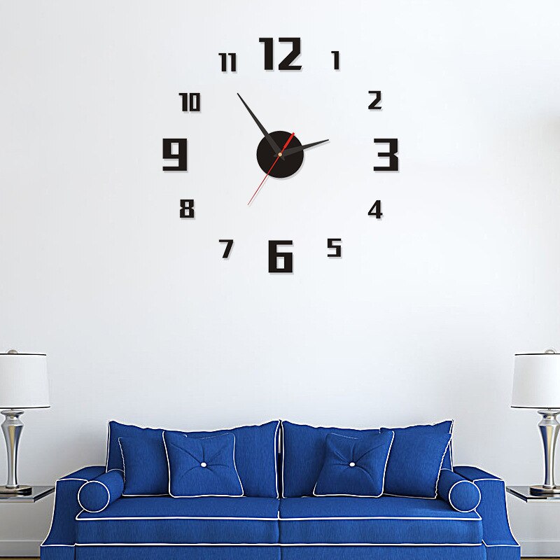 3d vægur stor akryl spejl ure klistermærker tilbehør dekorative hus ur på væggen indretning – Grandado