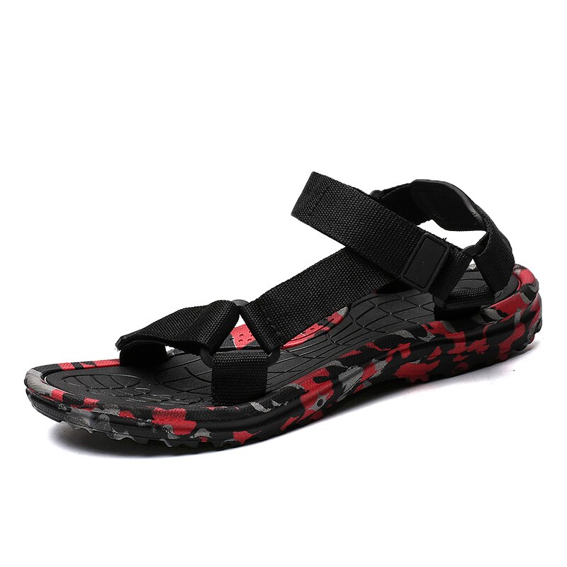 Letnie męskie sandały Gladiator buty na plażę męskie kamuflaż klapki sportowe klapki wodne Sandalia Masculina Zapatos De Hombre: Red / 10