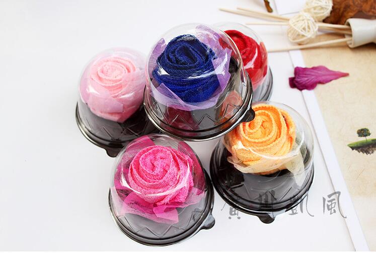 50 pieces Wedding For Guests Sweety Rose Flower Cake Towel For Party Supply Valentine's Day Favor