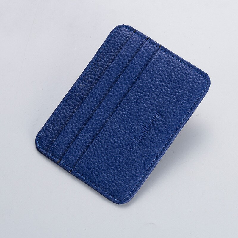 Women Slim Minimalist Wallet PU Leather Credit Card Holder Short Purse: Blue