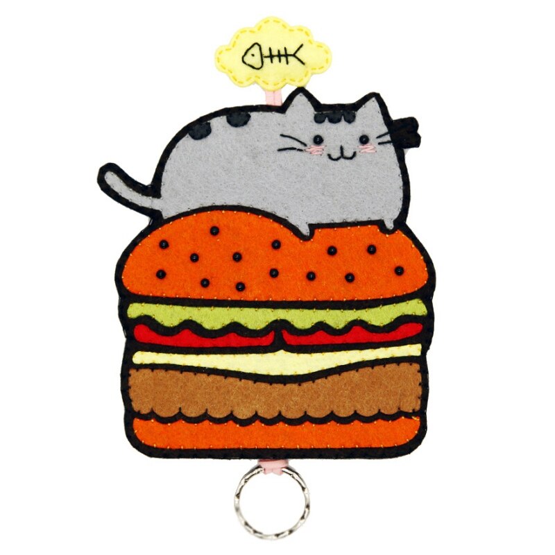 Cartoon Keychain Sewing Kit Non-Woven Diy Homemade Felt Keychain Kit Felting Keychain Cute Cartoon Hanging Keychain Make Tool: A2