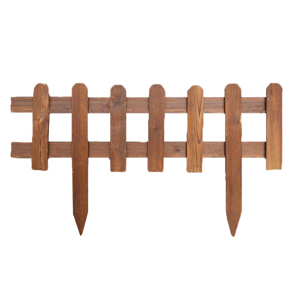6pcs Outdoor Anticorrosive Wood Fence Carbonized Garden Solid Wood Fence Lawn Edge-inserted Fence Garden Park Fence