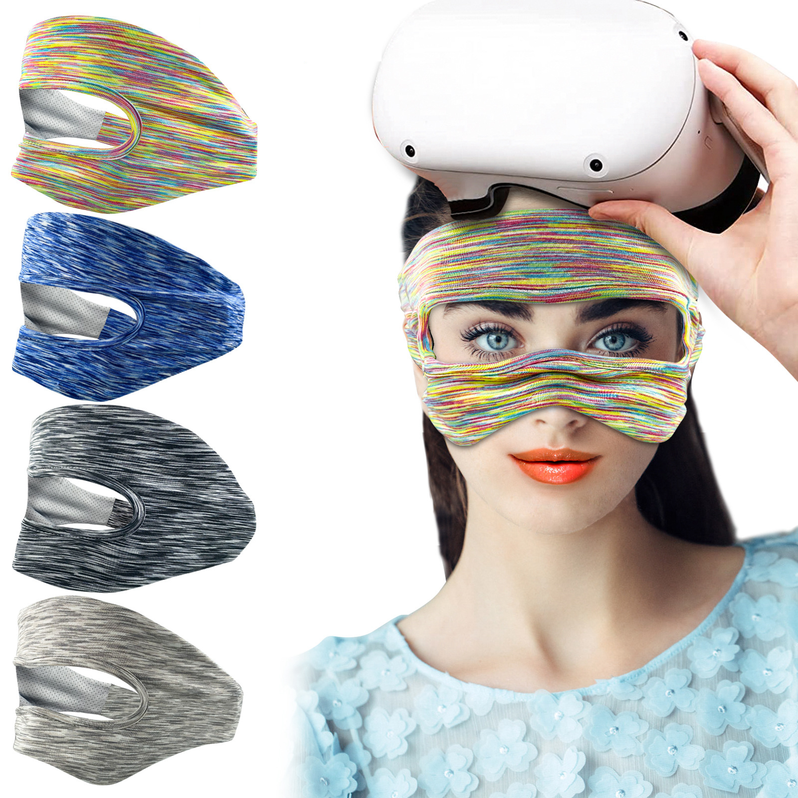 VR Accessories Eye Mask Cover For Oculus Quest 2 Breathable Sweat Band Padding with Virtual Reality Headsets Adjustable Sizes