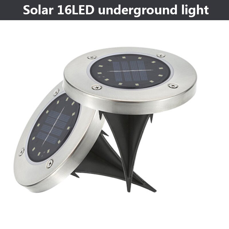 8 stk solcelle sti lys solenergi disk lys gang gulv lys underjordiske lamper udendørs have landskab have græsplæne lampe: Solar --16 led / 8 stk hvid