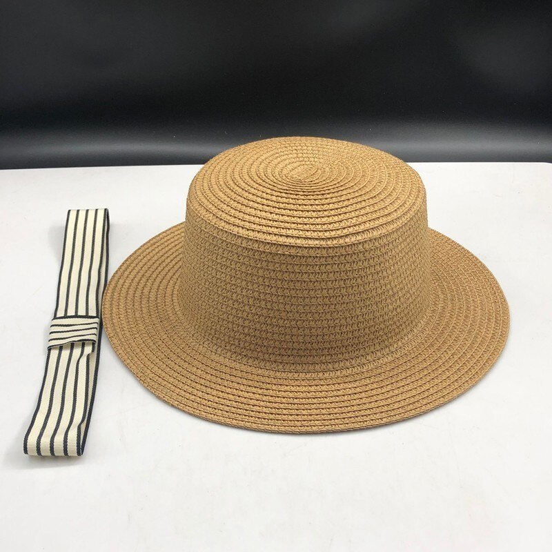 Zomer Vrouwen Schipper Strand Hoed Vrouwelijke Casual Panama Hoed Dame Classic Strik Stro Platte Zonnehoed Vrouwen Fedora