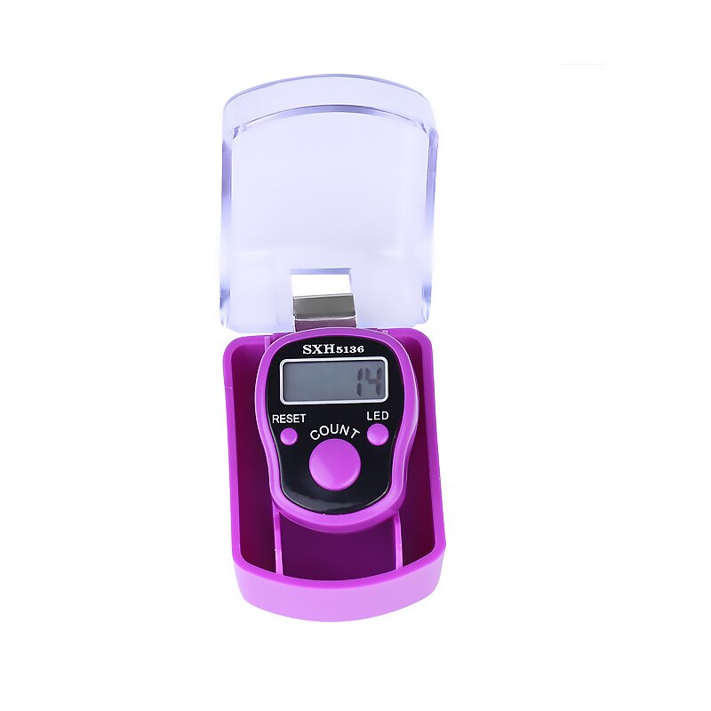 Mini Stitch Marker Row Finger Counter LCD Electric Digital Display with LED Light LED Finger Counter: purple