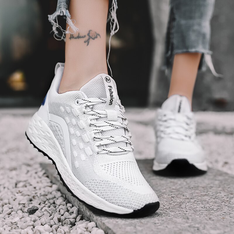 Løbesko kvinde spring mesh sportssko lette gymnastiksko sommer indendørs lejligheder sneakers hvide sko