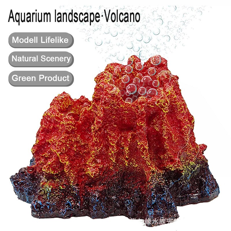 Aquarium Volcano with Air Bubbler, Realistic Fish Tank Volcano Ornaments Bubble Maker, Great Addition to Fish Tank Aquarium: C