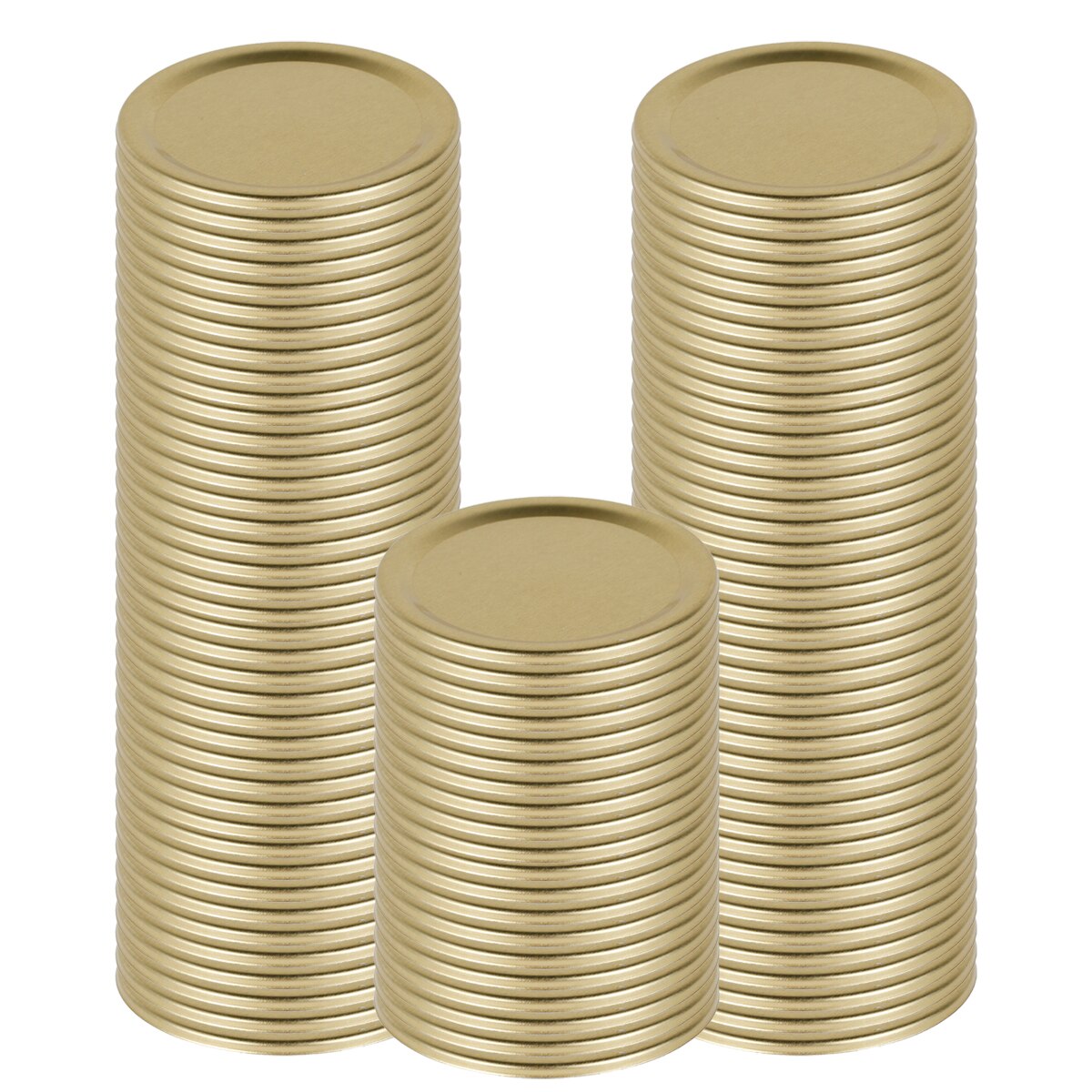 Couvercle de pot de maçon en fer blanc multicolore avec tampon de Date, couvercle de bocal de maçon à bouche régulière, couvercle anti-fuite en argent de Type fendu 70/86MM: Gold 70mm 100PCS