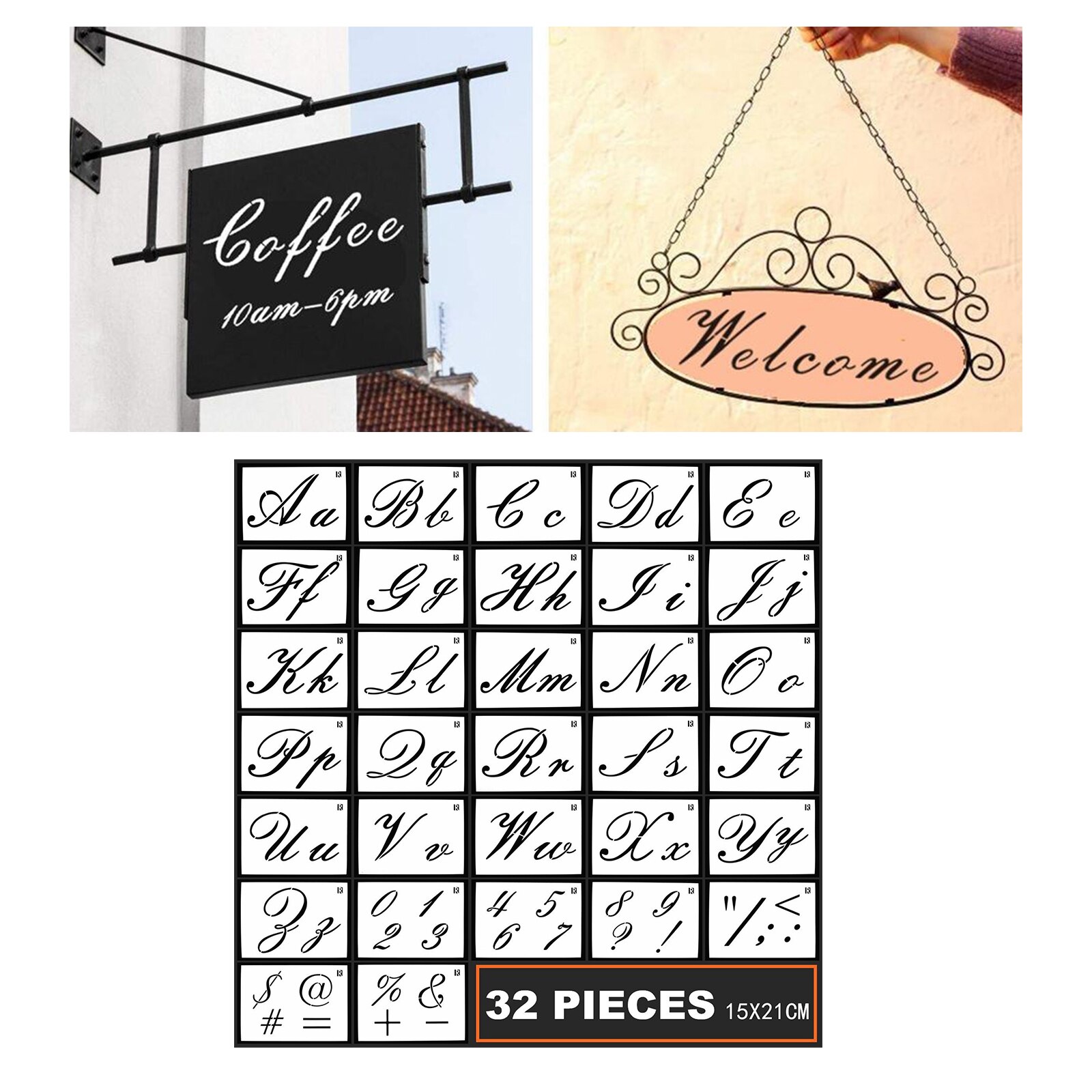 32 Styles Letter Stencils for Painting on Wood Alphabet Stencils Letter Stencils Reusable Font Templates for Home Craft Decor