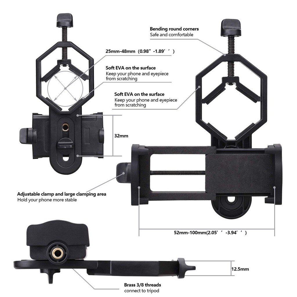 Universal Optical Monocular Telescope Holder Adjustable Adapter Clip Mount Bracket For Mobile Smart Phone Support Tripod