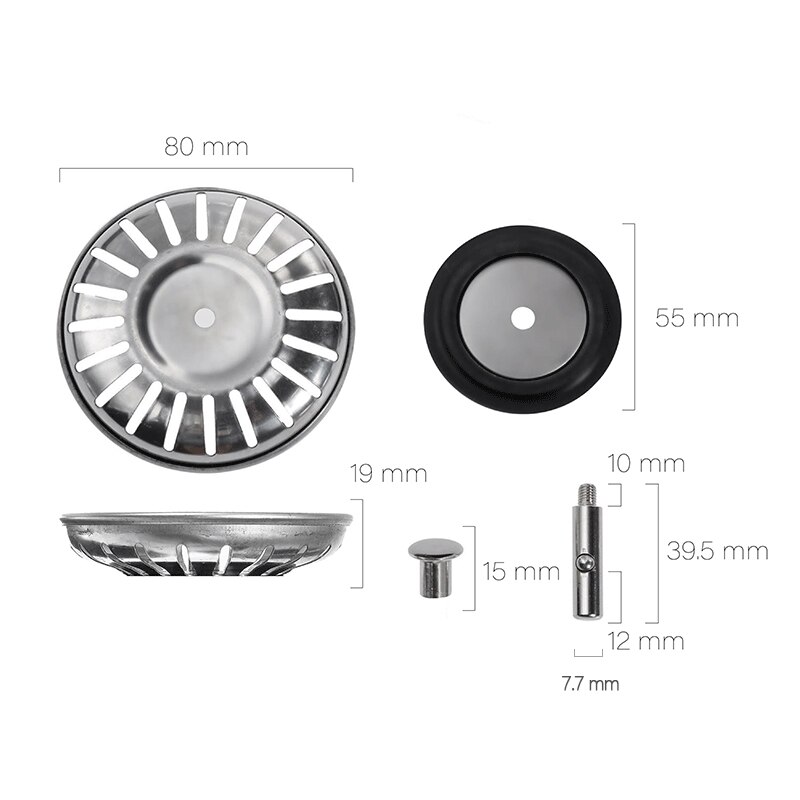 78-84Mm Badkamer Gootsteenzeefje 304 Roestvrij Staal Water Stopper Sink Water Filter Plug Aanrecht Accessoires Keuken gereedschap: 80mm