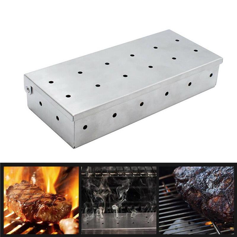 1pc multifunktions rygeboks i rustfrit stål træflis rygeboks grill grill tilbehør grill værktøj tilbehør