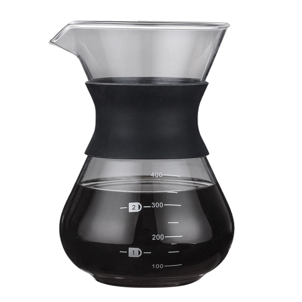 Pour Over Coffee Maker with Borosilicate Glass Manual Coffee Dripper Brewer DTT88: Black 400ml No Filte