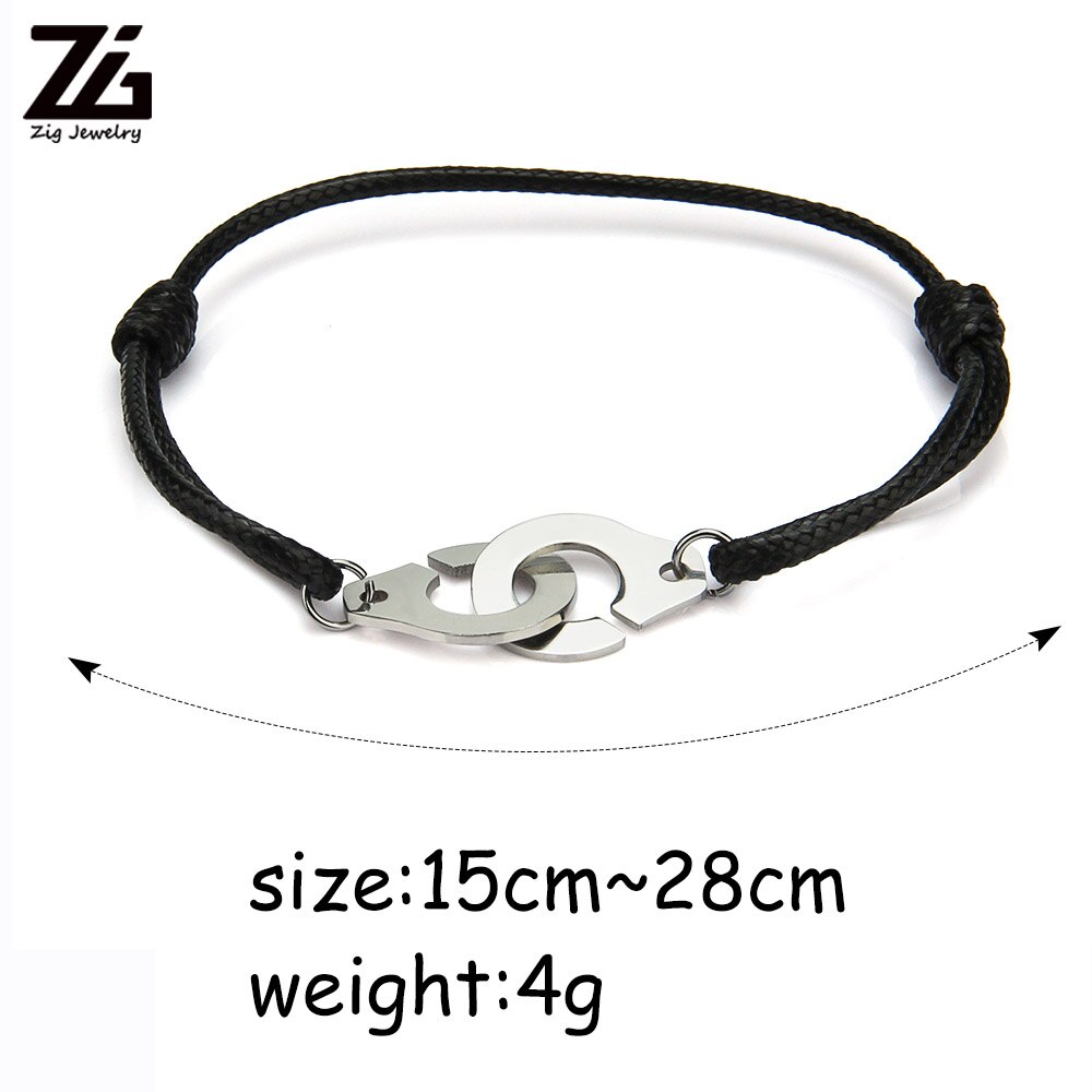 ZG Handcuff Rope Bracelet For Women Mens Bracelets Stainless Steel couple bracelet Jewelry