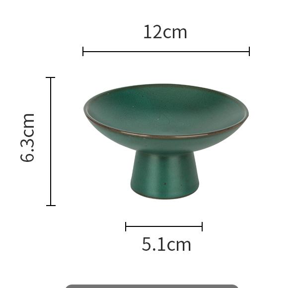 Green Glaze High Fruit Bowl Ceramic High Sashimi Plate Tea Plate Decoration: B