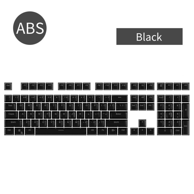 108pc SA Profile Keycap Set - Double Color Injection ABS - For MX Blue/Brown Mechanical Keyboards: Black