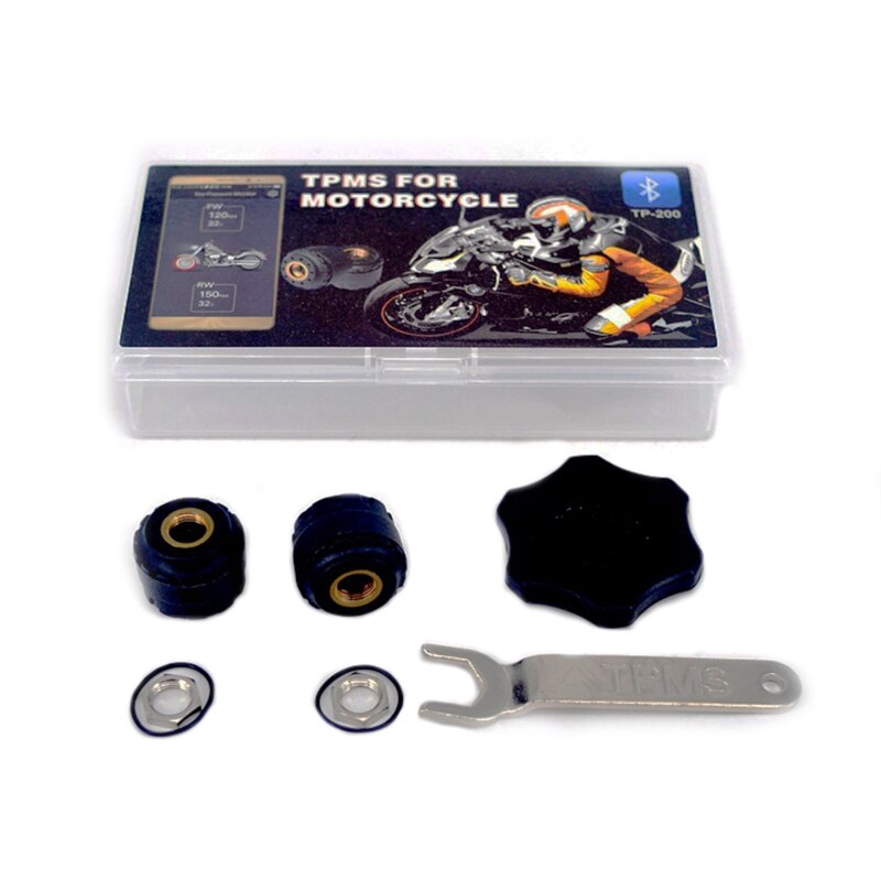 Sistema de monitoramento pressão dos pneus da motocicleta sensor externo tpms roda segurança sem fio bluetooth moto para ios android app