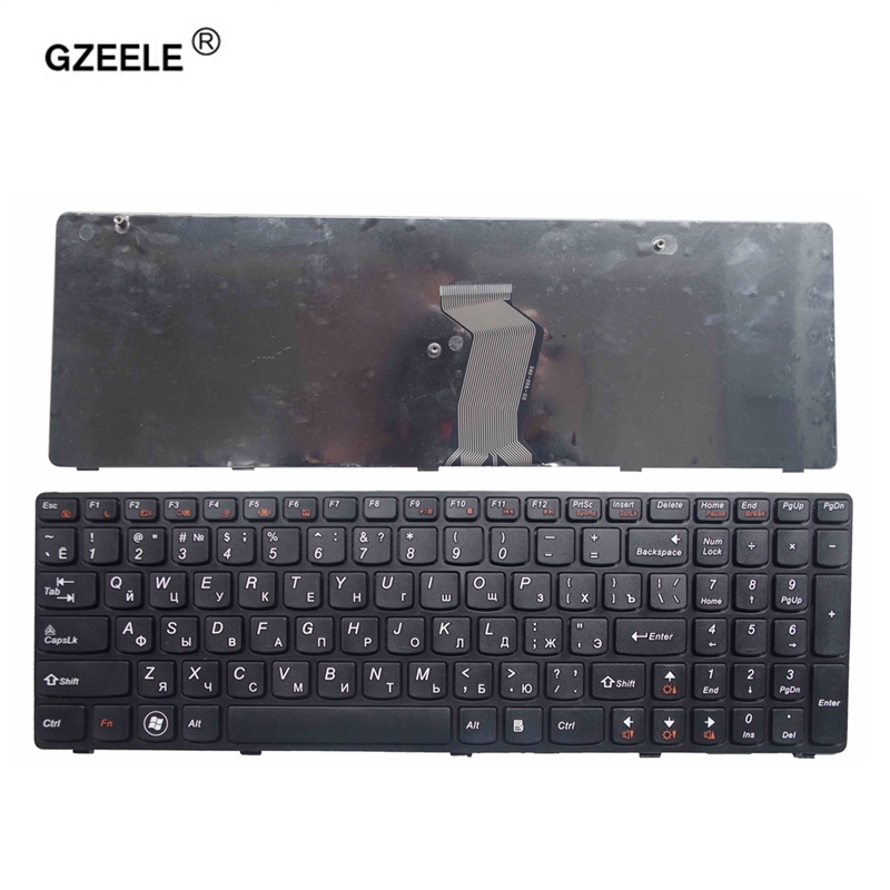 Gzeele Voor Lenovo G580 Z580A G585 Z585 G590 Met Frame Ru Layout Vervanging Rood Zwart Kleur Russische Laptop Toetsenbord