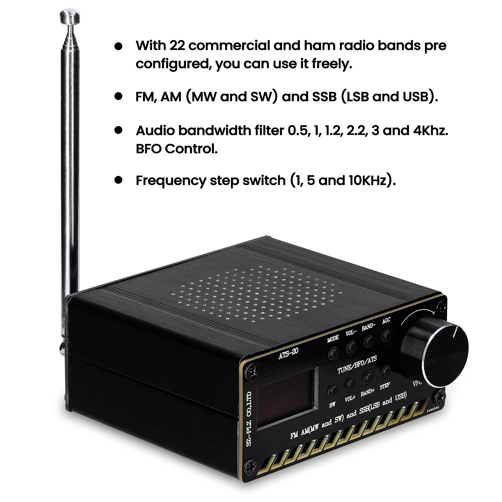 ATS-20 SI4735 Full-wave Band Radio Receiver FM AM (MW &amp; SW) SSB (LSB &amp; USB) Covering Commercial Ham Radio Bands