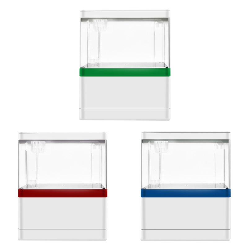 D08D Acrylic LED Aquarium Kit 1.5L Desktop Mini Fish Tank with Filtration &amp; LED Lighting Hidden Phone Bracket USB Charging