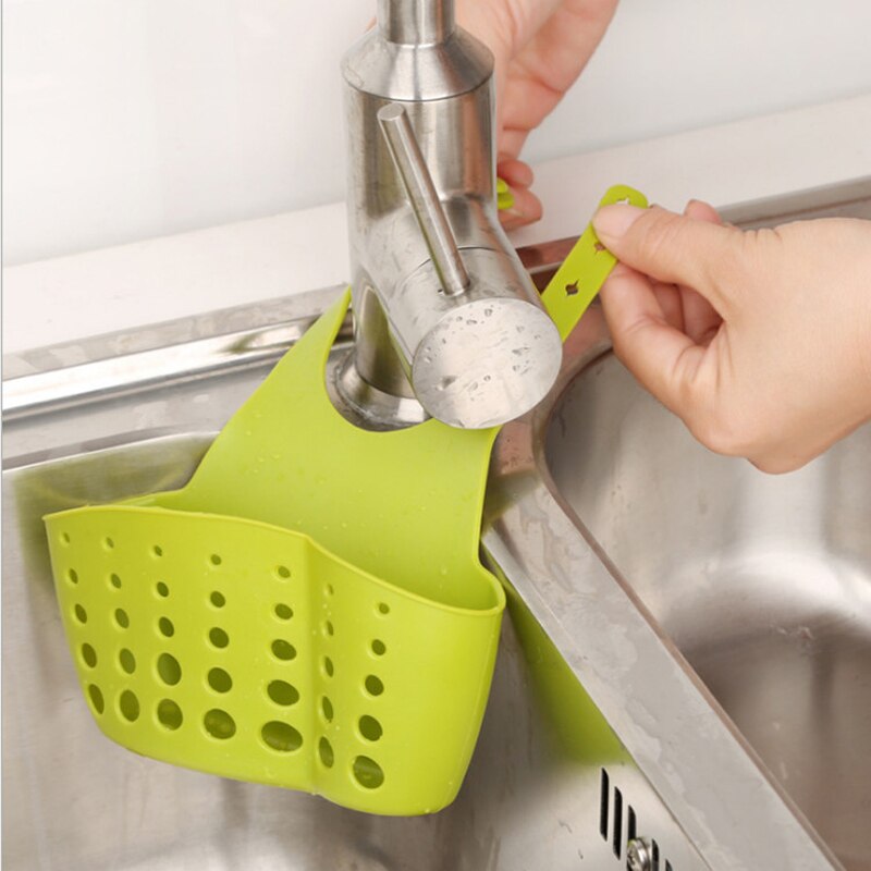 Cesta de almacenamiento colgante para fregadero, bolsa escurridora, estante para grifo, esponja, soporte para cepillo para jabón, utensilios para el baño ajustables, 1 ud.