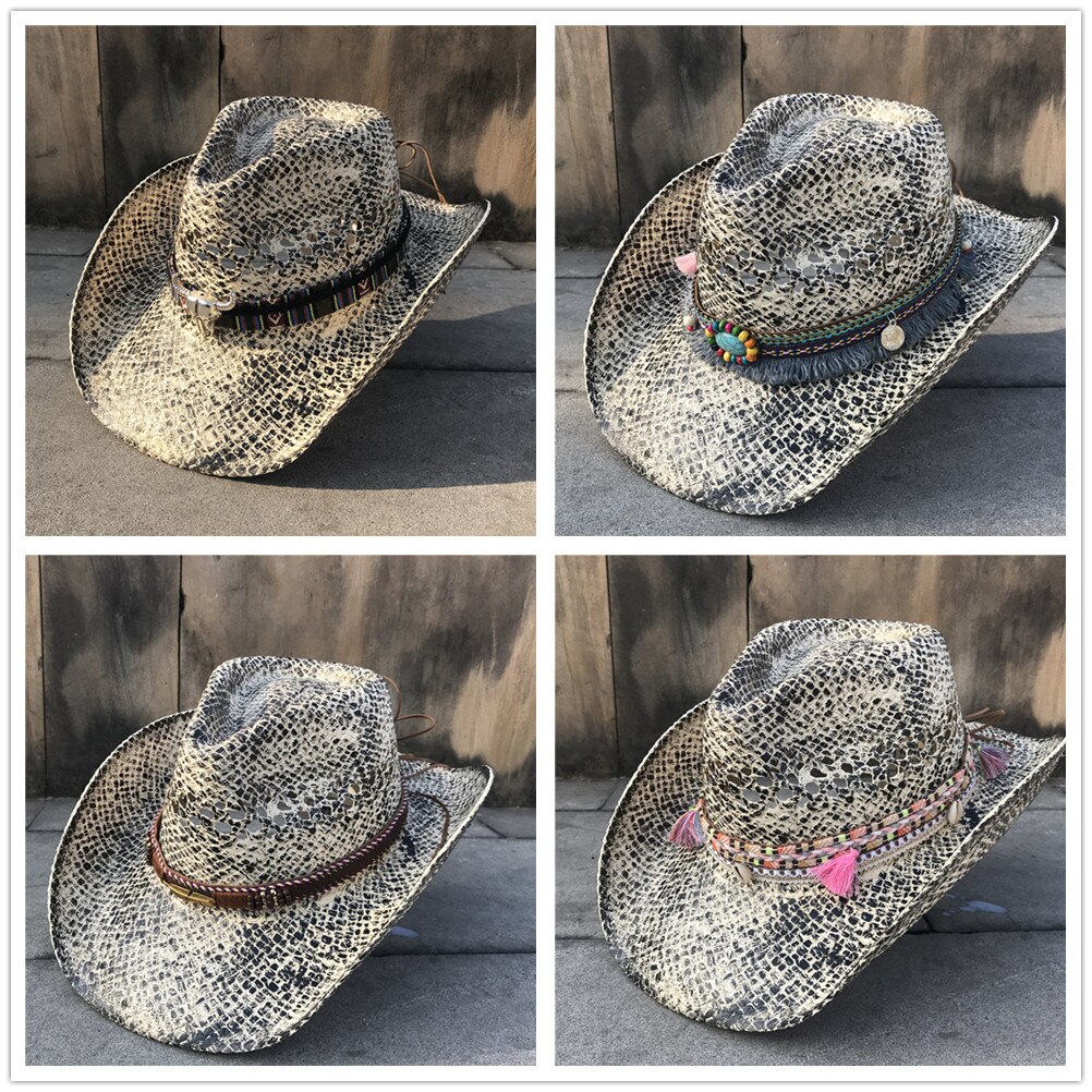 Sommer kvinder halmhul vestlig cowboyhue dame sombrero hombre hat fascinerende kvast sunbonnet cowgirl solhat