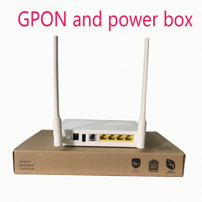 Gpon onu liten storlek echolife  eg8141 a 5 1ge+ 3fe+ 1 usb + 1 tel+ wifi 5 dbi antenn engelsk firmware modem: Gpon och box