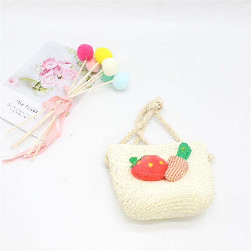Handgemachte Sommer Kinder Mädchen Schulter Tasche Daisy Blume Stroh Umhängetasche Kinder Schlüssel Geldbörse Nette Prinzessin Mini Handtasche: Style 7