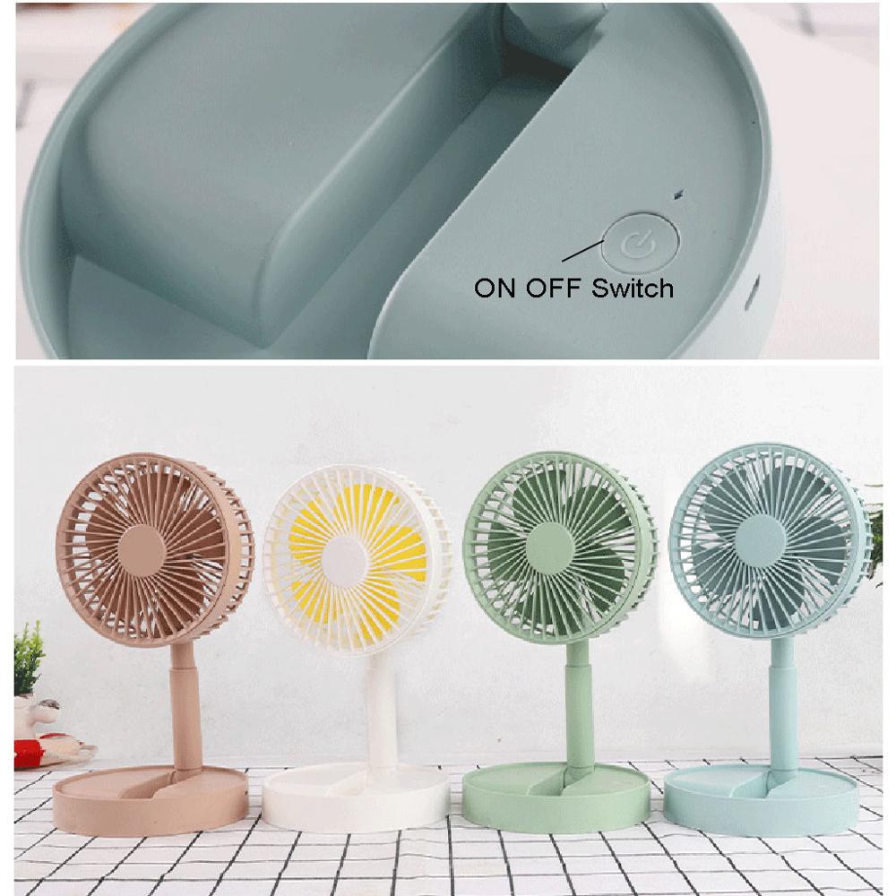 Draagbare, oplaadbare, opvouwbare bureauventilator, luchtkoeler, 3 snelheidsinstellingen, reisventilatoren, kleine, stille ventilator in de zomer