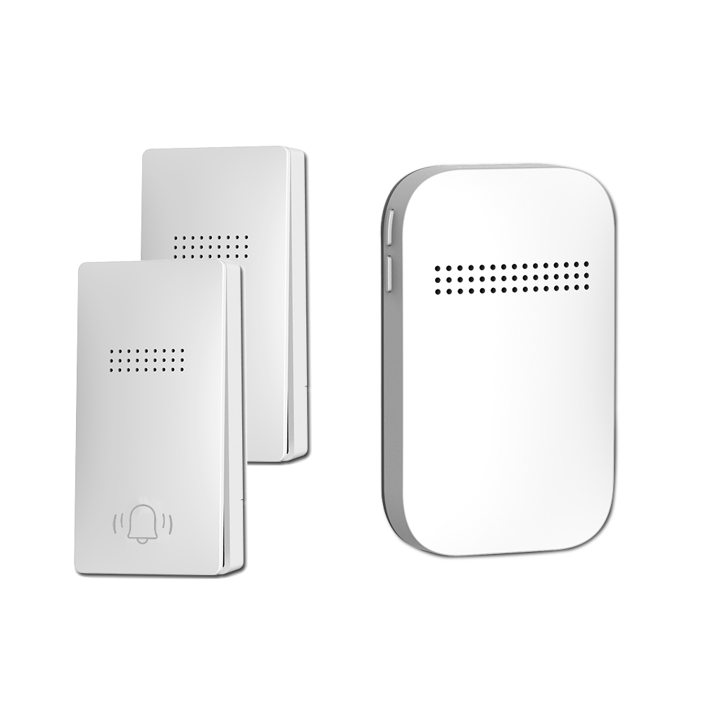 Luminous Small-Sized No Battery Self Powered Wireless Doorbell Outdoor Waterproof US/EU/UK Plug Remote Control Kinetic Door Bell: Ivory / UK
