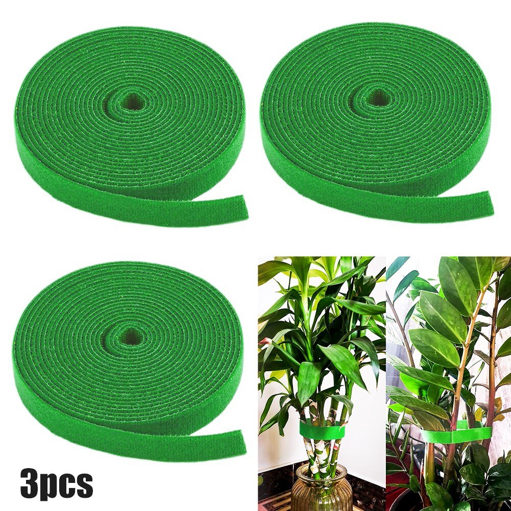 3 pak bindebånd plante binder krog & amp; loop haven støtter bambus stok wrap støtte plante bandage binde hovedtelefoner line kabel organizer