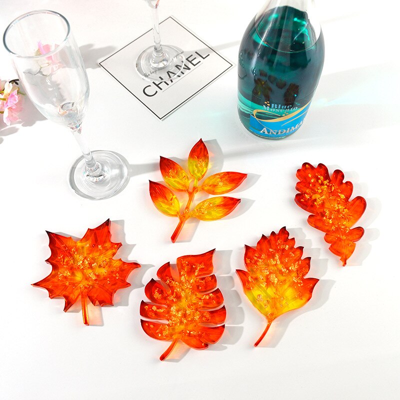 Leaf coaster resin mold DIY handmade crystal glue mold silicone wine rack maple leaf coaster silicone mold