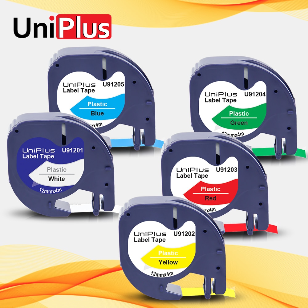 Uniplus 5PK 91201 91202 91203 91204 91205 Compatibel Dymo Lt Label Tapes 12Mm Mix Kleur Set Voor Letratag Label maker LT-100H Xr