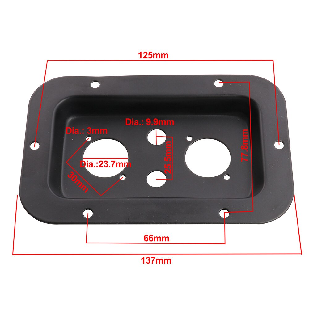 Black Steel Recessed Speakon Jack Plate XLR Connector For Dish Board Stage Loudspeaker DIY 137x90mm 1PC: 23.7-11mm