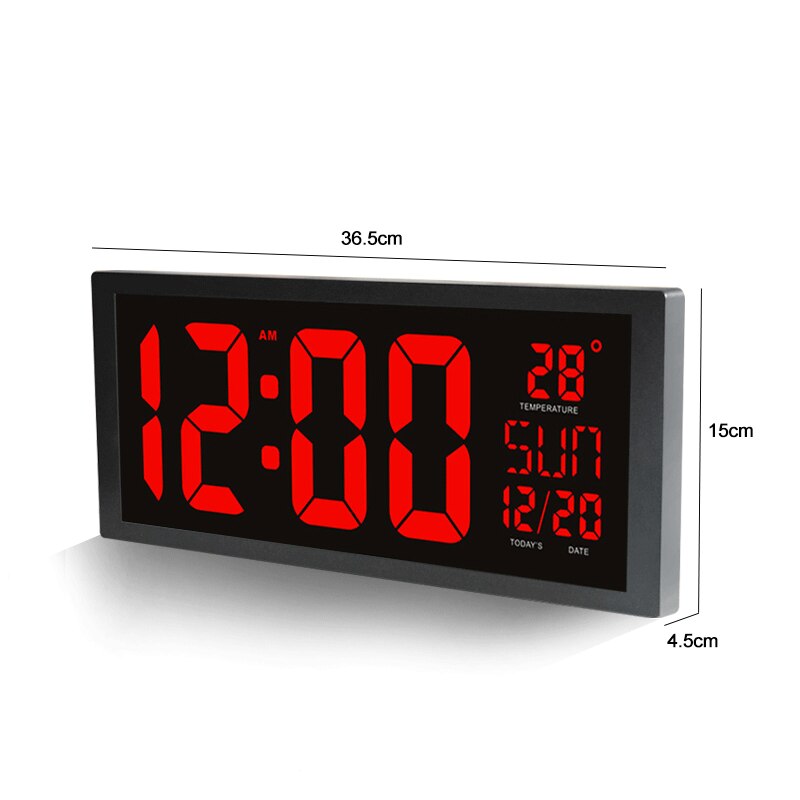 Large Number LED Wall Clock Display Electronic Thermometer Week Decorate Time Memory Clock Digital Clock Home Wall Clocks