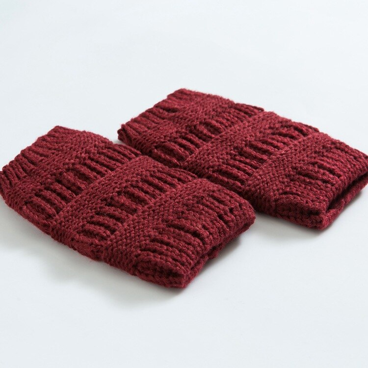 Calentadores de lana de tacón alto para mujer y niña, calentadores de piernas de punto, tobilleras cálidas, 1 par: wine red