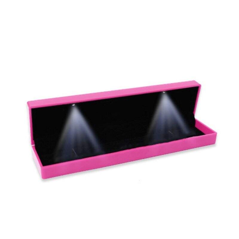 Cajas de almacenamiento de anillo de collar con luz LED, caja de de compromiso de boda, pendiente pulsera joyería, caja de exhibición: PK-N