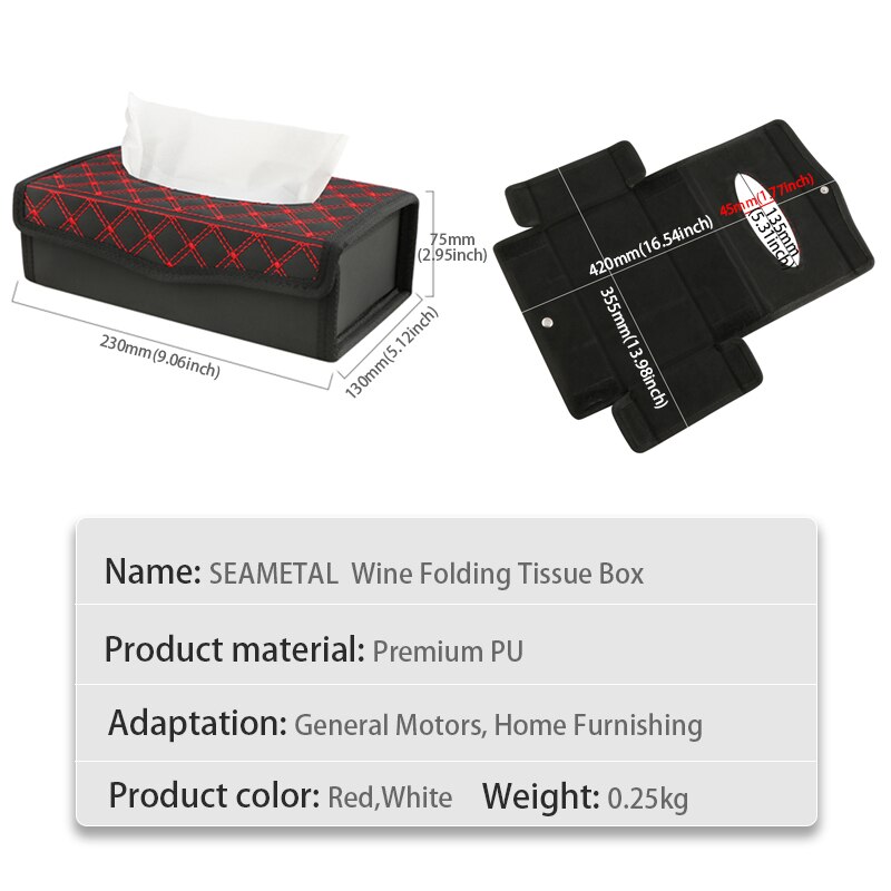 Caja de pañuelos de coche de cuero PU, porta toallas de papel automático para Reposabrazos de tablero, escritorio de oficina, caja de pañuelos de papel plegable, accesorios